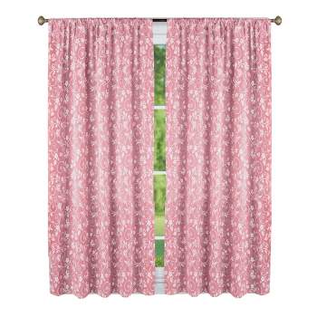 Collections Etc Floral Scrolling Vine Pattern Rod Pocket Top Window Drapes