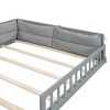 CAVINAS Upholstered Floor Bed Full Size Modern Wooden Bed Frame with Guardrails and Pillows for Bedroom - 4 of 4