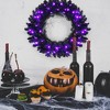 Costway 24inch Pre-lit Christmas Halloween Wreath Black w/ 35 Purple LED Lights - 2 of 4