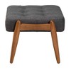 Jeanine Fabric and Wood Ottoman Footstool Dark Gray/Walnut Brown - Baxton Studio: Japandi Inspired, Rubberwood Frame, Button-Tufted - 4 of 4