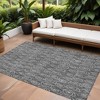 Gray Charcoal And Silver Geometric Washable Indoor Outdoor Area Rug - 2 of 4