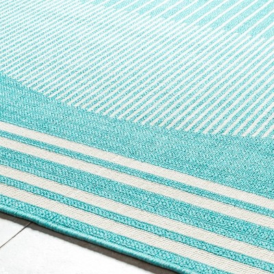Heathr 5'3" Square Blue and White Synthetic Outdoor Area Rug