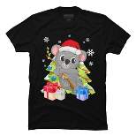 Men's Design By Humans Santa Climbing Koala Bear Christmas T-Shirt By thebeardstudio T-Shirt