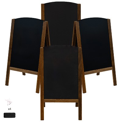 Tableau noir double face Sunnydaze en forme de A avec dessus arrondi et cadre en pin - 32" x 18"