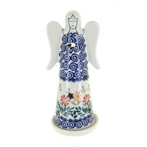 Blue Rose Polish Pottery L035 Manufaktura Large Angel Luminary - 1 of 2