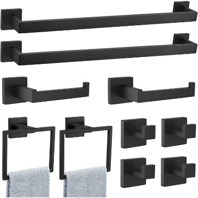 Matte Black Bathroom Hardware Set,10 Pieces Towel Bar Set,Towel Holder Set for Bathroom Stainless Steel Wall-Mounted Towel Rack Set,23.8 Inch