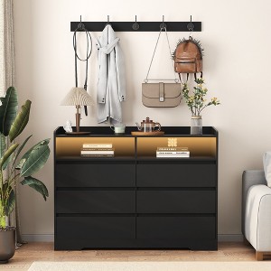 HDZNVF Living Room 6 Drawer Dresser, Sideboard Storage Dressers, Black - 1 of 4
