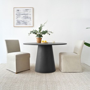 3-Piece Dining Room Table and Chair Set, 35" Round Table with Upholstered Slipcover Chairs for Breakfast Nook or Small Space-Maison Boucle - 1 of 4