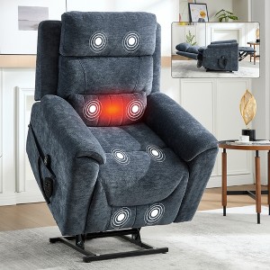 ChicFurnit Living Room Chair Arm Accent Chair Power Recliner with Dual Motor Lift Assist Massage Vibration Cup Holder, 30.31"*25.59"*22.04" - 1 of 4