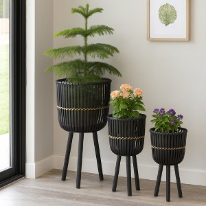 Timeless Home Decor Planters and Flower Pots - Ideal for Indoor or Outdoor Planters - Modern Wood Plant Stand for Garden and Patio Decor - Set of 3 - 1 of 4
