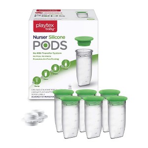Playtex Baby – Reusable Silicone Pods, 4oz, 6-Count, Air-Free Feeding & Breastmilk Storage, BPA-Free - 1 of 4