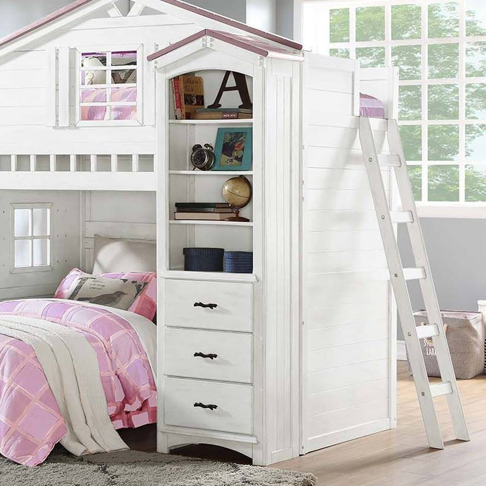 Photos - Wall Shelf 78" Tree House Decorative Bookshelf Pink and White Finish - Acme Furniture