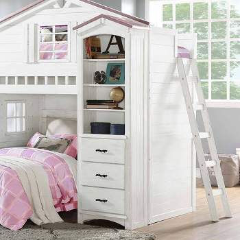 78" Tree House Decorative Bookshelf Pink and White Finish - Acme Furniture