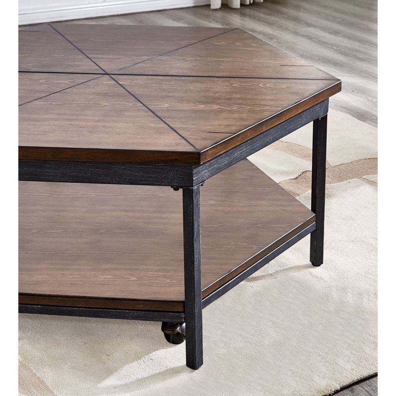 Ultimo Hexagon Lift Top Metal Cocktail Brown - Steve Silver Co., 6 of 8