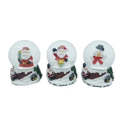 Transpac Resin Santa/Snowman Snow Globe Set of 3 Home Decorations Christmas