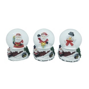Transpac Resin Santa/Snowman Snow Globe Set of 3 Home Decorations Christmas - 1 of 2
