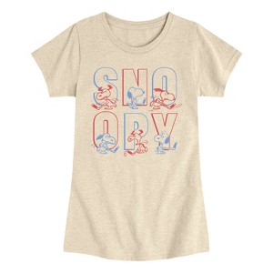Girls' - Peanuts - Hockey Snoopy Fitted Short Sleeve Graphic T-Shirt - 1 of 4