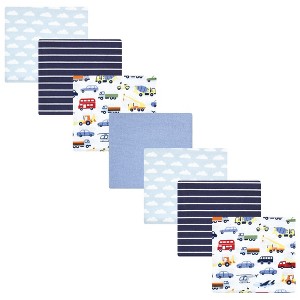 Hudson Baby Infant Boys Cotton Flannel Receiving Blankets Bundle, Colorful Transportation, One Size - 1 of 4