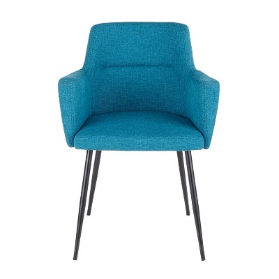 Teal & Black Contemporary Upholstered Side Chair with Metal Frame