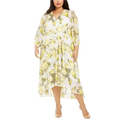 Calvin Klein Womens Floral Chiffon Maxi High-Low Dress