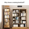 360-Degree Rotating Bookcase for Small Spaces, 5-Shelf Corner Organizer with Storage Drawer Natural - 4 of 4