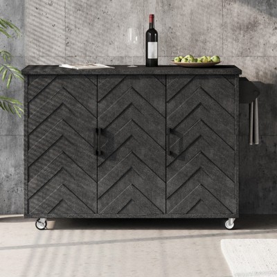 Kitchen Island Cart with Drop Leaf, 51.2" Rolling Storage Island Cart on Wheels, Kitchen Island Cart with Storage Rack for Kitchen Dining Room