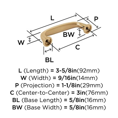 Champagne Bronze 3" Cabinet Bar Pull with Mounting Hardware