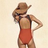 Women's Black Mesh High Neck Backless One-Piece Swimsuit -Cupshe - 4 of 4