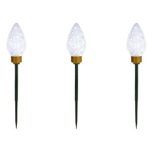 Northlight LED Lighted C9 Style Christmas Pathway Lawn Stakes - 3 ft - Clear - 3-Count - 1 of 4