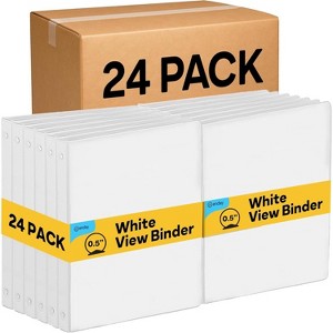 Inch Binders 3 Ring, White ½ Inch Round Ring Binder with Clear View Cover & 2 Inside Pockets, School Supplies Binders (24 PC) – by Enday - 1 of 3