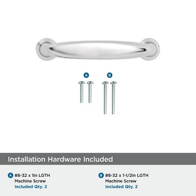 Polished Chrome 3" Cabinet Bar Pull with Mounting Hardware