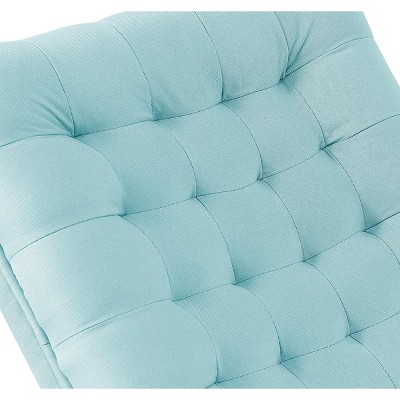 Teal Tufted Rocking Lounge Chair with Wood Legs and Footrest