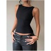 Women's Fitted Sleeveless Tank Top with Bow Tie Back & Cutout Detail - 3 of 4