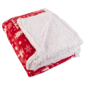Christmas Print Sherpa Blanket Red - Design Imports
