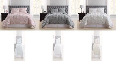 Ivory Pintuck Full/Queen Microfiber Duvet Cover Set with Shams