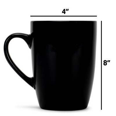 Pale Blue and Black Ceramic 16 oz Mug Set of 4