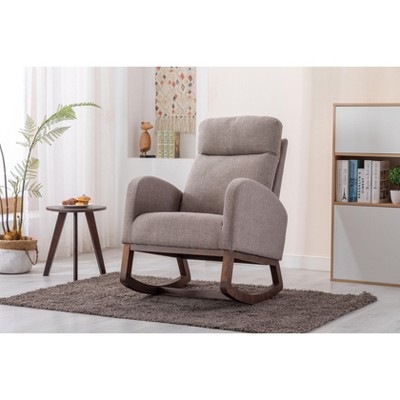 Kumasinova Modern Nursery Chair Accent Rocking Chair with Side Pockets,High-Resiliencce Foam Gliding Armchair with 300lbs Capacity
