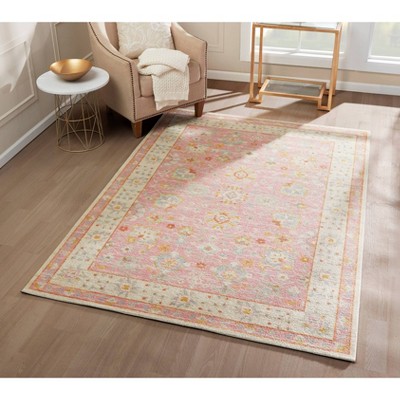 Anatolia Pink and Blue Tufted Wool Medallion Rug