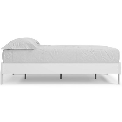 Piperton Queen White Engineered Wood Platform Bed with Drawer