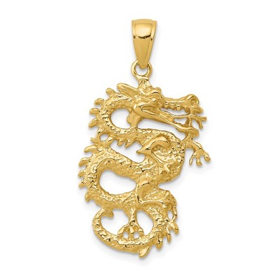 Black Bow Jewelry 14k Yellow Gold 3D Serpentine Dragon Pendant