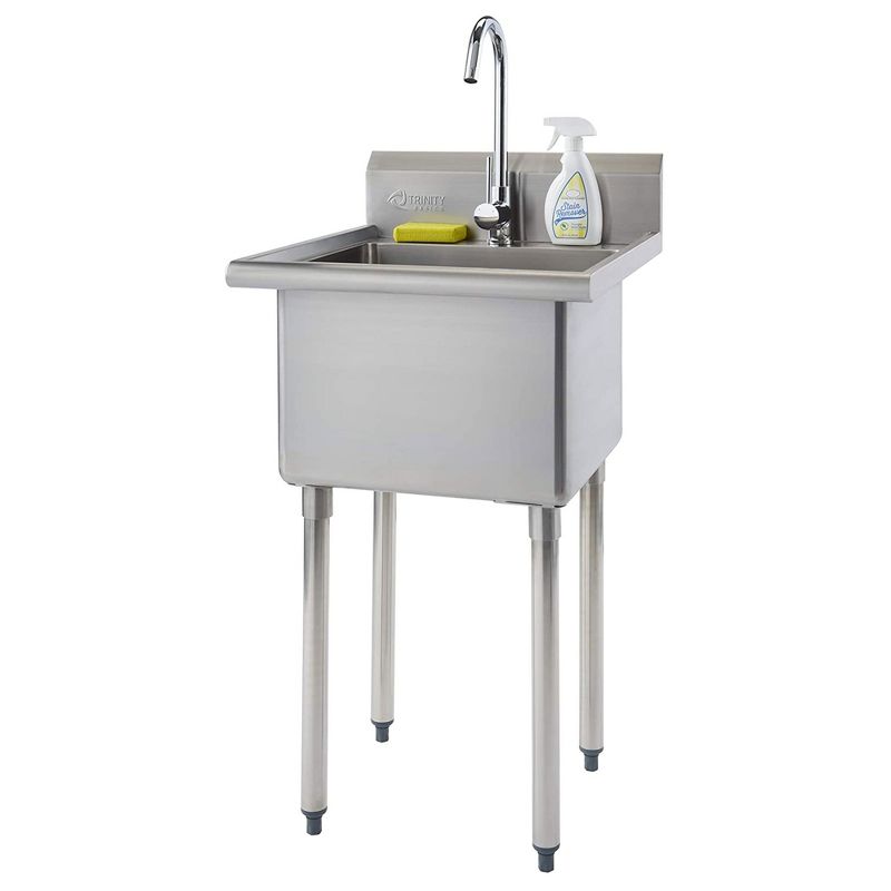TRINITY Basics THA-0307 EcoStorage 24x21.50x49.20" Stainless Steel Free Standing Utility Sink - Silver, 2 of 6