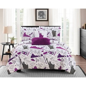Chic Home Design Twin 7pc Ellis Bed In A Bag Comforter Set Purple