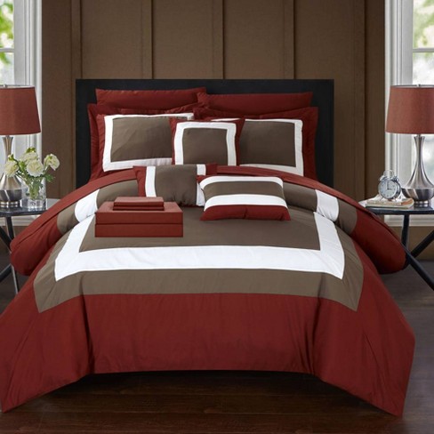 Bed In A Bag Comforter Set Brick Red, Red King Size Bedding Sets