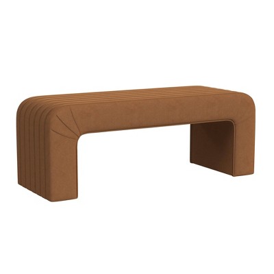 Rust Velvet Arch Channel Tufted Bedroom Bench