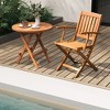 Tangkula Patio Wood Folding Chair Set of 2 w/ Armrests & Slatted Seat for Backyard - 4 of 4