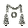 Whisen 4-Piece Pre-Lit Artificial Christmas Tree Set with Double 4FT Entryway Trees, 1.64FT Wreath, and 8.85FT Garland - Green - 4 of 4