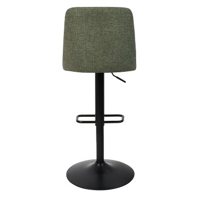 Green Upholstered Adjustable Swivel Bar Stools with Metal Base
