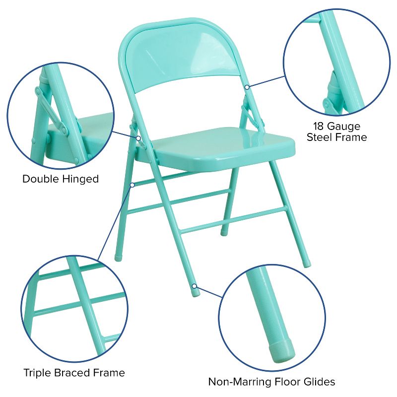 Flash Furniture 2 Pack HERCULES COLORBURST Series Triple Braced & Double Hinged Metal Folding Chair, 3 of 9