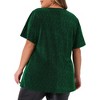 Women's Plus Size Metallic V Neck Short Sleeve Party Club Blouse - Agnes Orinda - 4 of 4