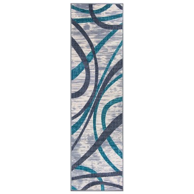World Rug Gallery Contemporary Distressed Abstract Lines Non Slip Area Rug